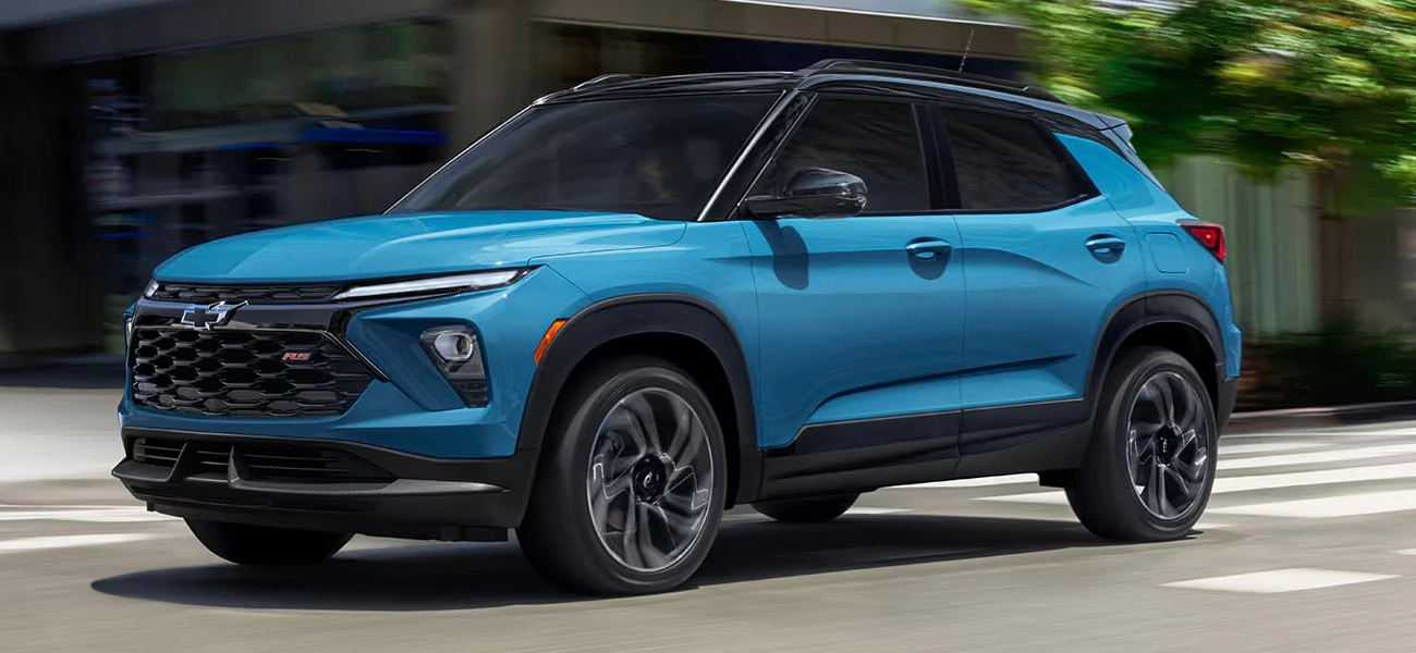 The 2025 Chevy Trailblazer driving on a city street